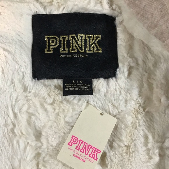 Rare Victorias Secret PINK Limited Edition BLING Faux-Fur Signature Zip Hoodie L - Picture 8 of 15